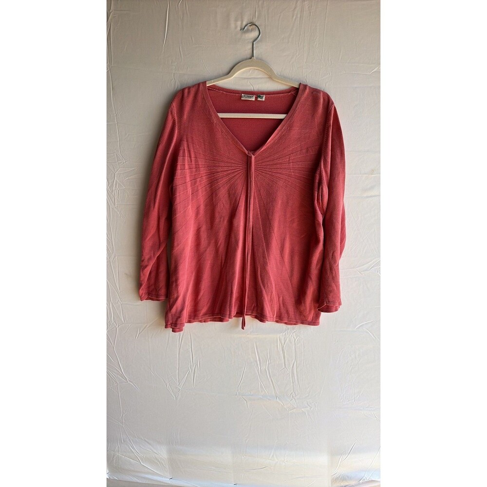 Cato Woman Rose Pink Pintuck V-Neck Lightweight Sweater Top Size 18/20W